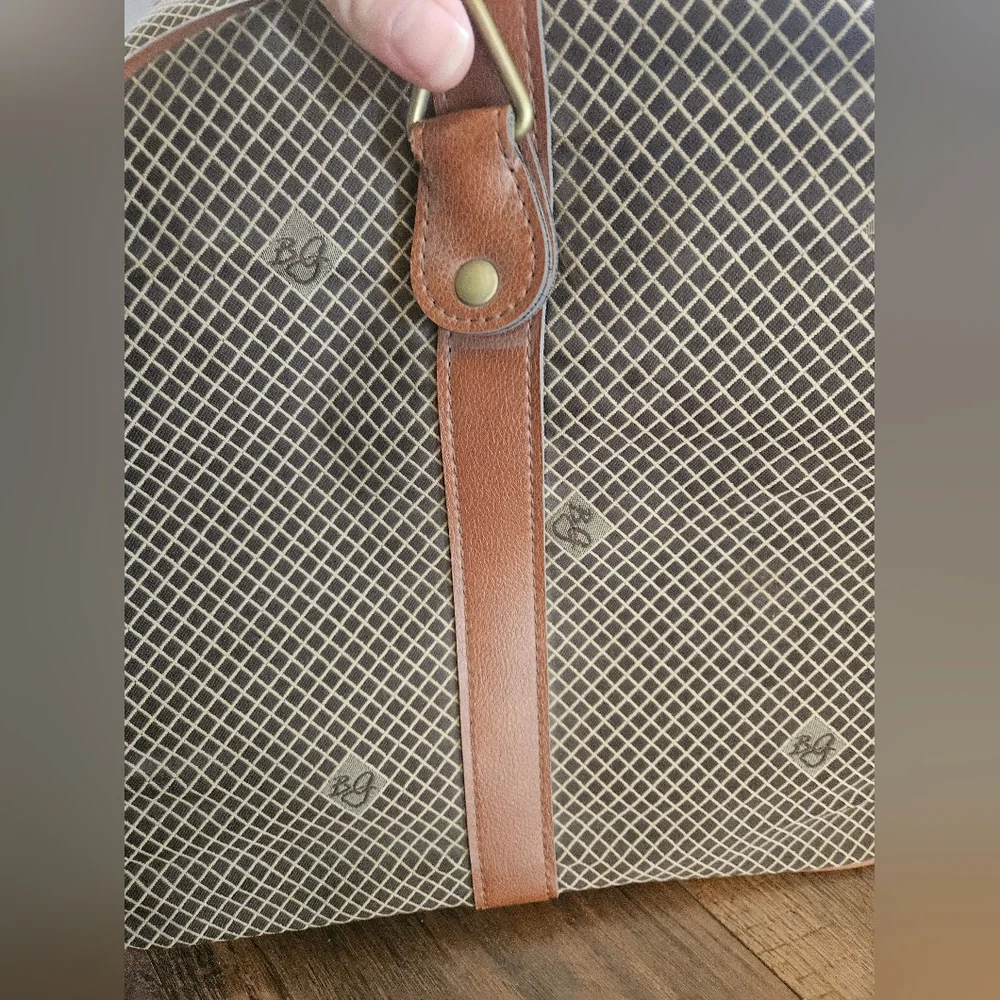 Bg Brown Leather Accent Travel Duffel Bag